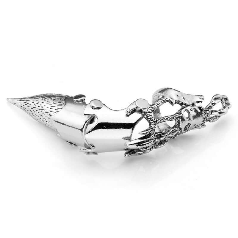 THE MEN THING Rings DLOOP-ARM - Silver Double Loop Knuckle Adjustable Joint Full Finger Ring for Men & Boys