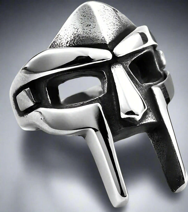 డూమ్ మాస్క్ - పురుషుల కోసం స్వచ్ఛమైన టైటానియం స్టెయిన్‌లెస్ స్టీల్ రింగ్ ఆభరణాలు - పరిమాణం 17-21- 24