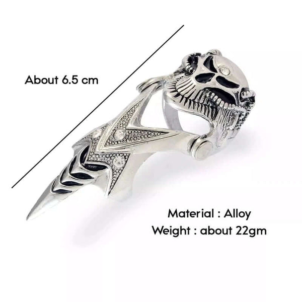 DRAGOWAR - Gothic Dragon Head Adjustable Knuckle Joint Full Finger Ring for Men & Boys