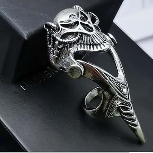 DRAGOWAR - Gothic Dragon Head Adjustable Knuckle Joint Full Finger Ring for Men & Boys