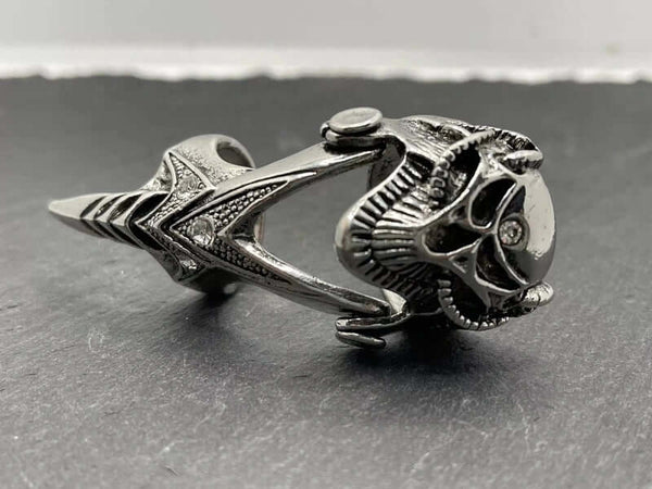 DRAGOWAR - Gothic Dragon Head Adjustable Knuckle Joint Full Finger Ring for Men & Boys