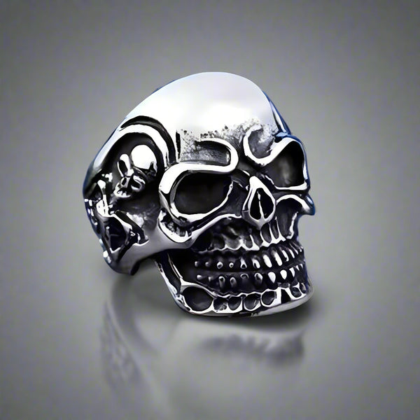 DRAUGR SKULL RING - Pure Stainless Steel Men’s Steel-Plated Ring – Statement Luxury Jewelry (Size : 17-22-28)