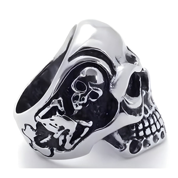 DRAUGR SKULL RING - Pure Stainless Steel Men’s Steel-Plated Ring – Statement Luxury Jewelry (Size : 17-22-28)