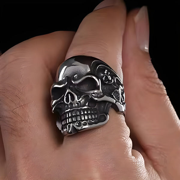 DRAUGR SKULL RING - Pure Stainless Steel Men’s Steel-Plated Ring – Statement Luxury Jewelry (Size : 17-22-28)