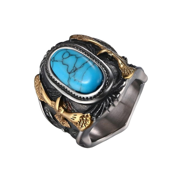 EAGLE CREST RING - Pure Stainless Steel Men’s Steel-Plated Ring – Statement Luxury Jewelry (Size : 23)