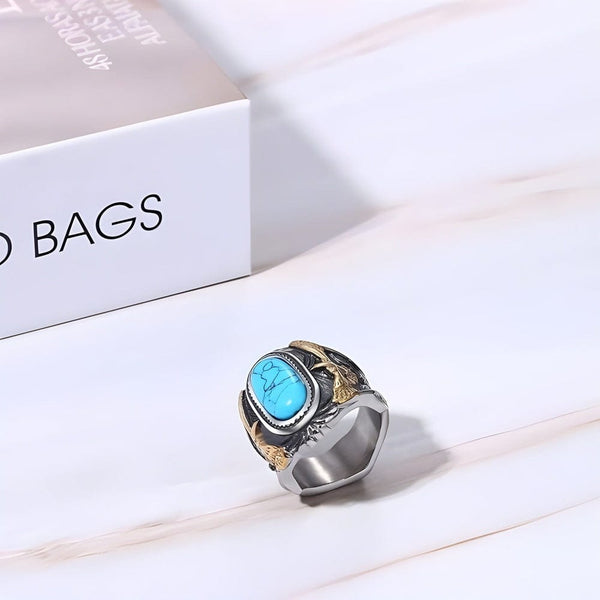 EAGLE CREST RING - Pure Stainless Steel Men’s Steel-Plated Ring – Statement Luxury Jewelry (Size : 23)