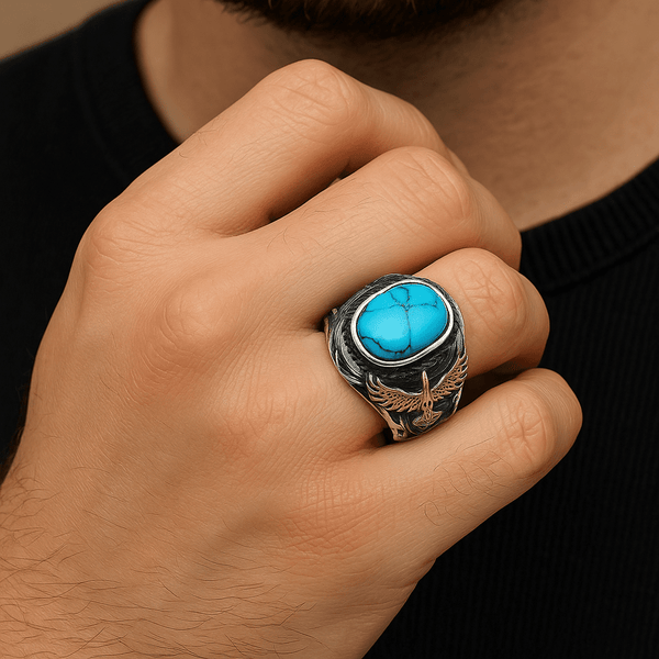 EAGLE CREST RING - Pure Stainless Steel Men’s Steel-Plated Ring – Statement Luxury Jewelry (Size : 23)