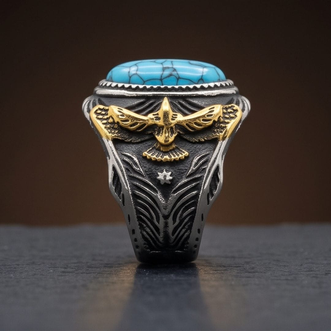 THE MEN THING Rings EAGLE CREST RING - Pure Stainless Steel Men’s Steel-Plated Ring – Statement Luxury Jewelry