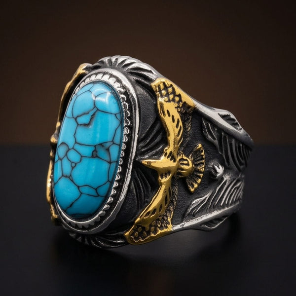 EAGLE CREST RING - Pure Stainless Steel Men’s Steel-Plated Ring – Statement Luxury Jewelry
