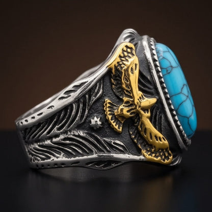 THE MEN THING Rings EAGLE CREST RING - Pure Stainless Steel Men’s Steel-Plated Ring – Statement Luxury Jewelry