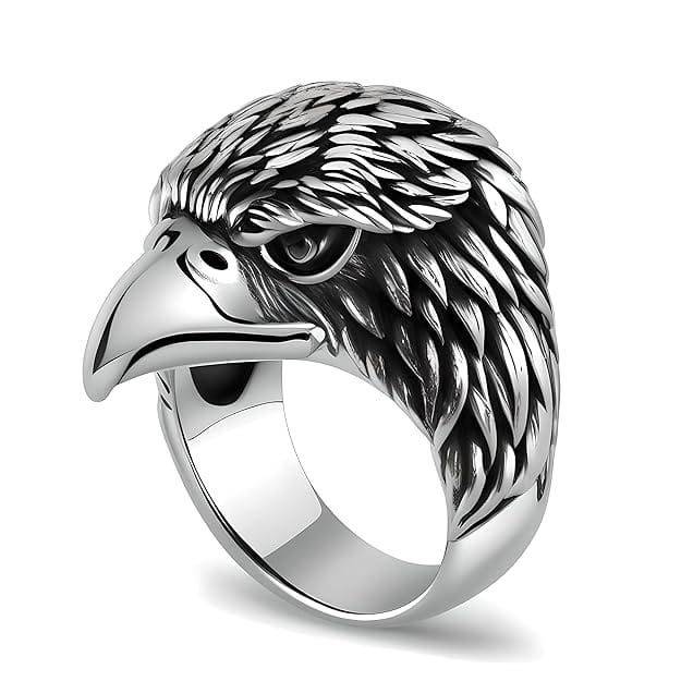 THE MEN THING Rings EAGLE HEAD - Titanium Steel Ring for Men