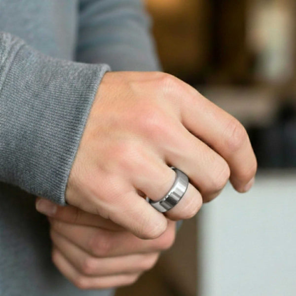 ENGRAVED - AZURE CORE - STEEL - Pure Stainless Steel Men’s Ring for Men & Boys (Size : 17-23-29)