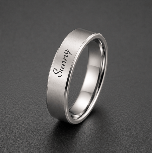 THE MEN THING Rings ENGRAVED - AZURE CORE - STEEL - Pure Stainless Steel Men’s Ring for Men & Boys (Size : 17-23-29)
