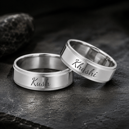 THE MEN THING Rings ENGRAVED - LOOP OF LOVE – Pure Titanium Steel Couple Rings for Men & Women