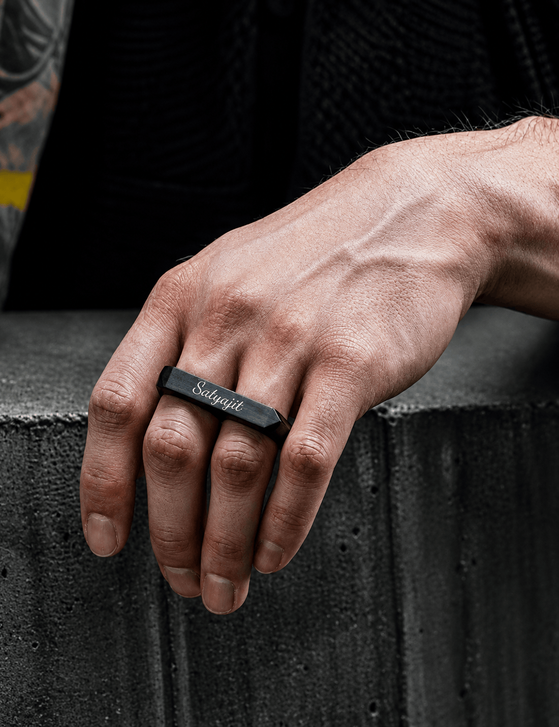 THE MEN THING Rings ENGRAVED - Rebellious Two Black