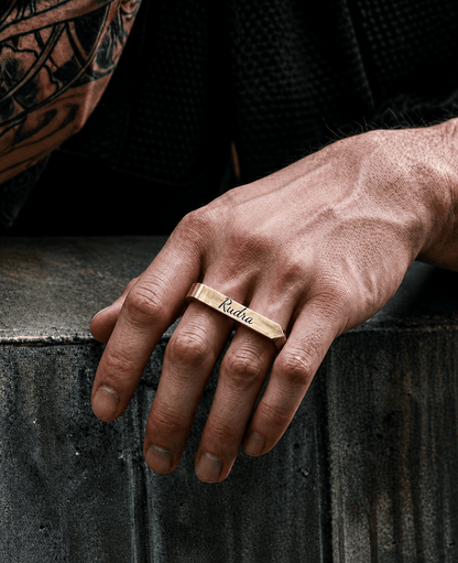 THE MEN THING Rings ENGRAVED - Rebellious Two Gold