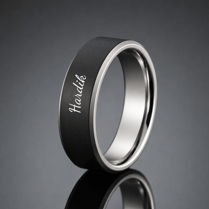 THE MEN THING Rings ENGRAVED - Royal Series - BLACK BASTION RING - Pure Stainless Steel Men’s Steel-Black-Plated Ring – Statement Luxury Jewelry (Size : 17-19-22-24-27)