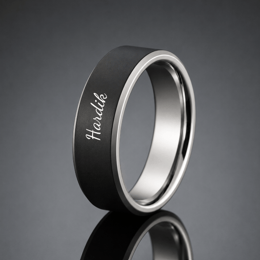 THE MEN THING Rings ENGRAVED - Royal Series - BLACK BASTION RING - Pure Stainless Steel Men’s Steel-Black-Plated Ring – Statement Luxury Jewelry (Size : 17-19-22-24-27)