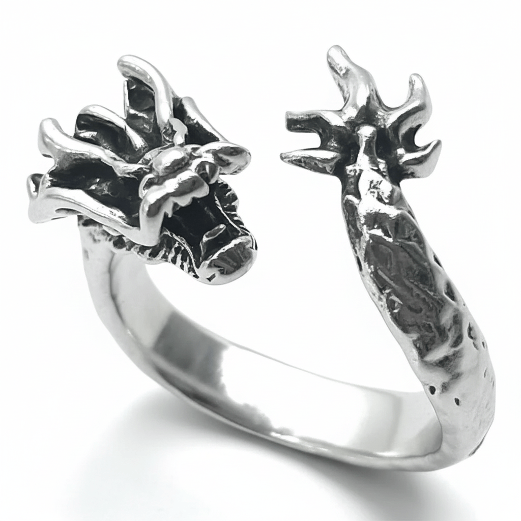 THE MEN THING Rings FIRY DRAGON - Alloy Adjustable Vintage Ring, American trending Style for Men & Boys