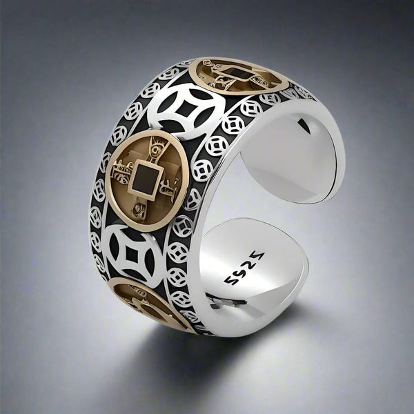 FOUR EMPERORS COINS - Adjustable Alloy Ring for Men & Boys
