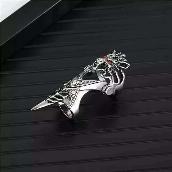 FURIOUS-REDEYE - Gothic Wolf Knuckle Joint Full Finger Ring for Men & Boys