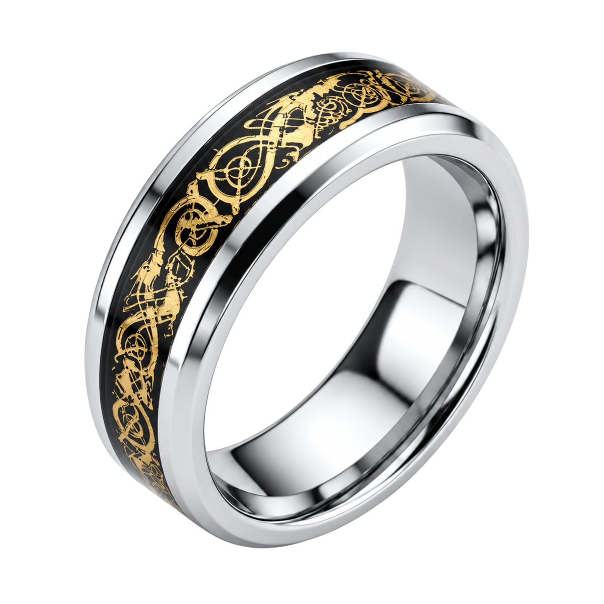 THE MEN THING Rings GOLDEN ENIGMA - Pure Stainless Steel Men’s Ring for Men & Boys (Size : 15-18-21-24-27)