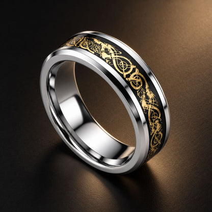 THE MEN THING Rings GOLDEN ENIGMA - Pure Stainless Steel Men’s Ring for Men & Boys (Size : 15-18-21-24-27)