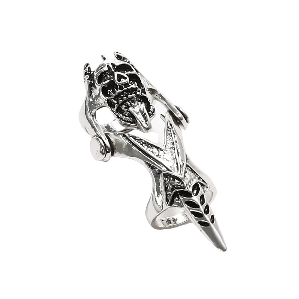 THE MEN THING Rings GOTHICKULL - Gothic Skull Knuckle Adjustable joint Full Finger Ring for Men & Boys