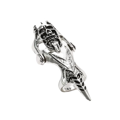 THE MEN THING Rings GOTHICKULL - Gothic Skull Knuckle Adjustable joint Full Finger Ring for Men & Boys