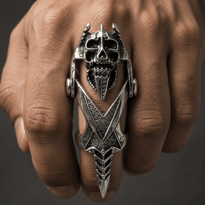 THE MEN THING Rings GOTHICKULL - Gothic Skull Knuckle Adjustable joint Full Finger Ring for Men & Boys