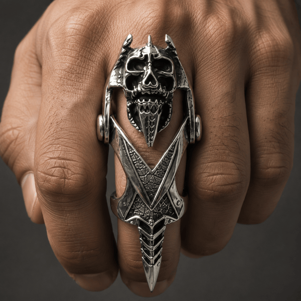 GOTHICKULL - Gothic Skull Knuckle Adjustable joint Full Finger Ring for Men & Boys