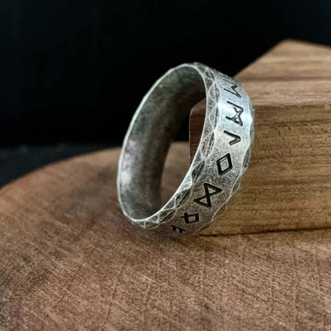 THE MEN THING Rings GREEK STONE ANCIENT - Titanium Steel, Odin Norse Viking Rings for Men ( Size - 17-21- 24)
