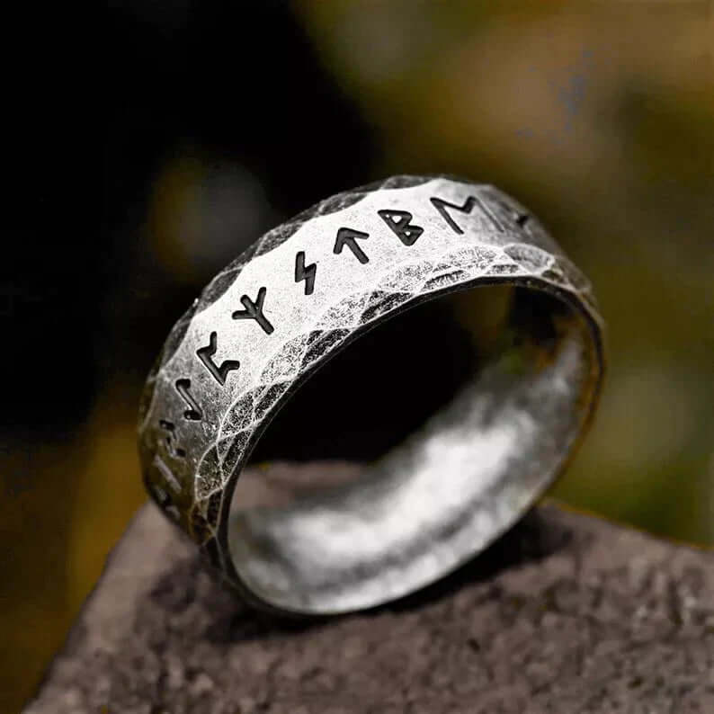 THE MEN THING Rings GREEK STONE ANCIENT - Titanium Steel, Odin Norse Viking Rings for Men ( Size - 17-21- 24)