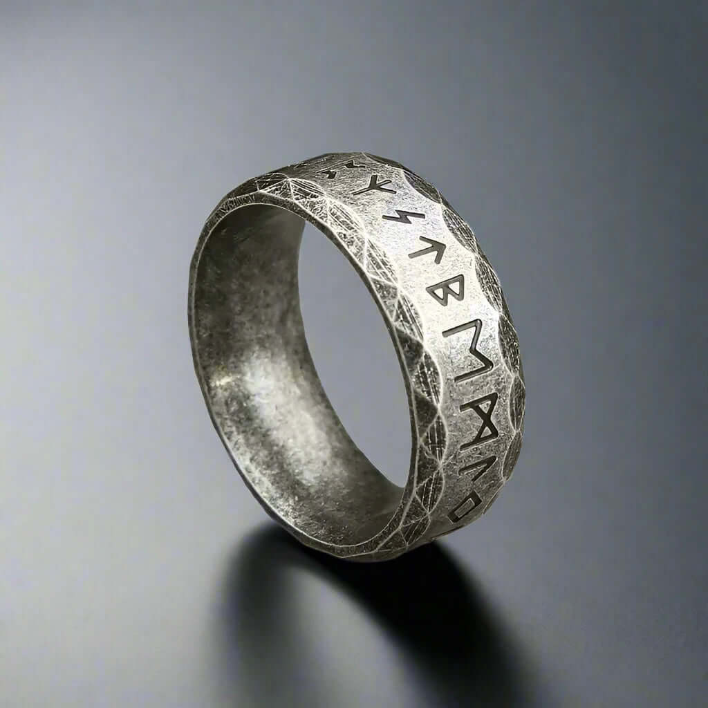 THE MEN THING Rings GREEK STONE ANCIENT - Titanium Steel, Odin Norse Viking Rings for Men ( Size - 17-21- 24)