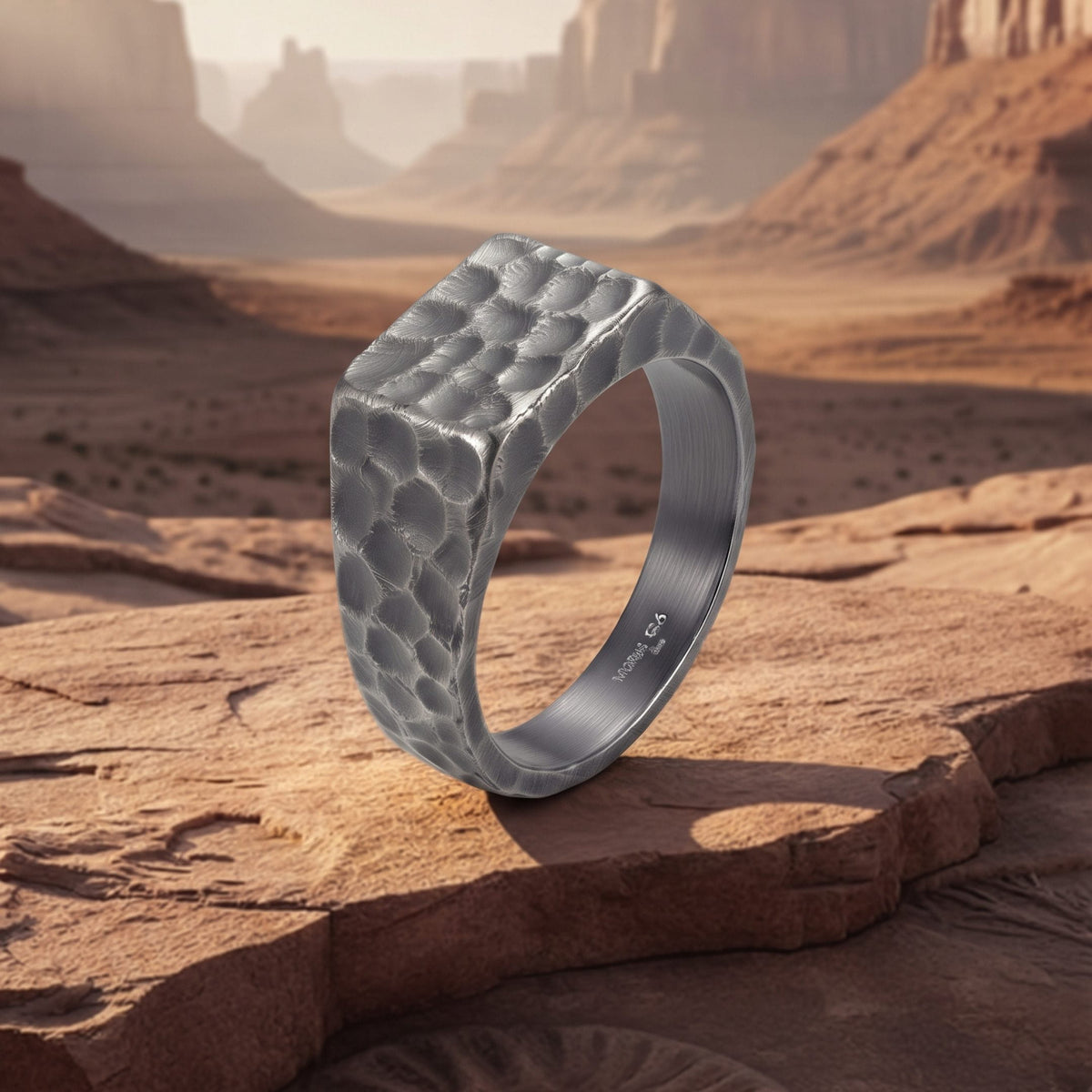 THE MEN THING Rings HAMMERFORGE - Pure Stainless Steel Men’s Ring for Men & Boys (Size : 21)