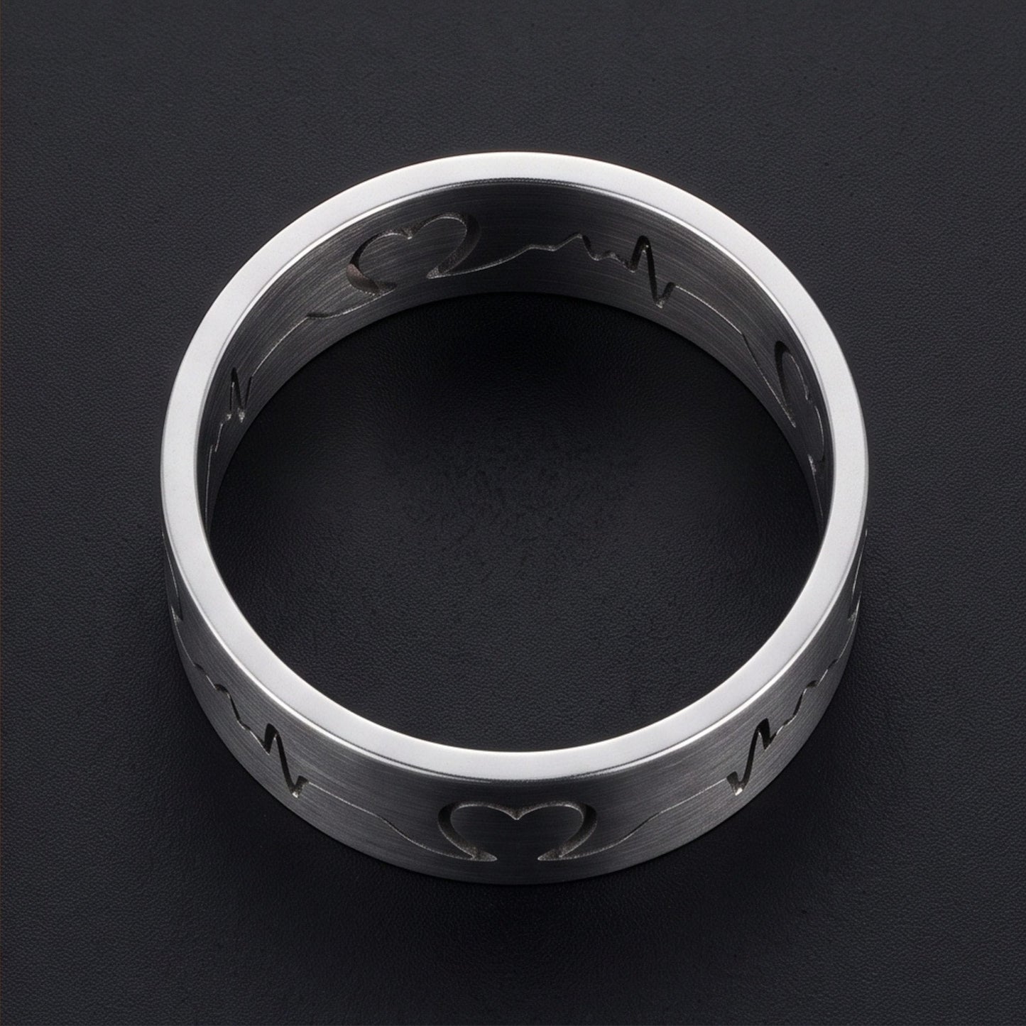THE MEN THING Rings HEART RHYTHM - Pure Stainless Steel Men’s Ring for Men & Boys (Size : 14-16-19-22-25)