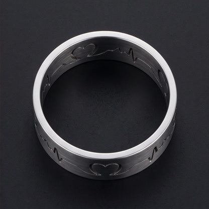 THE MEN THING Rings HEART RHYTHM - Pure Stainless Steel Men’s Ring for Men & Boys (Size : 14-16-19-22-25)