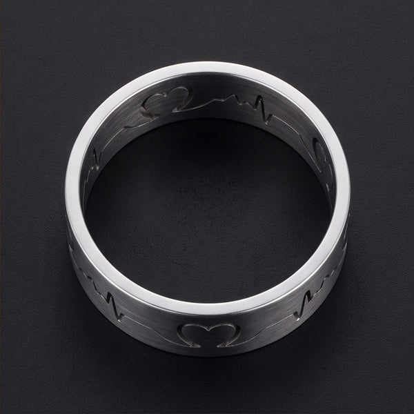 HEART RHYTHM - Pure Stainless Steel Men’s Ring for Men & Boys (Size : 14-16-19-22-25)