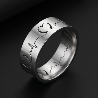 THE MEN THING Rings HEART RHYTHM - Pure Stainless Steel Men’s Ring for Men & Boys (Size : 14-16-19-22-25)