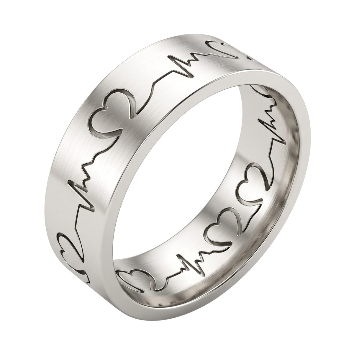THE MEN THING Rings HEART RHYTHM - Pure Stainless Steel Men’s Ring for Men & Boys (Size : 14-16-19-22-25)