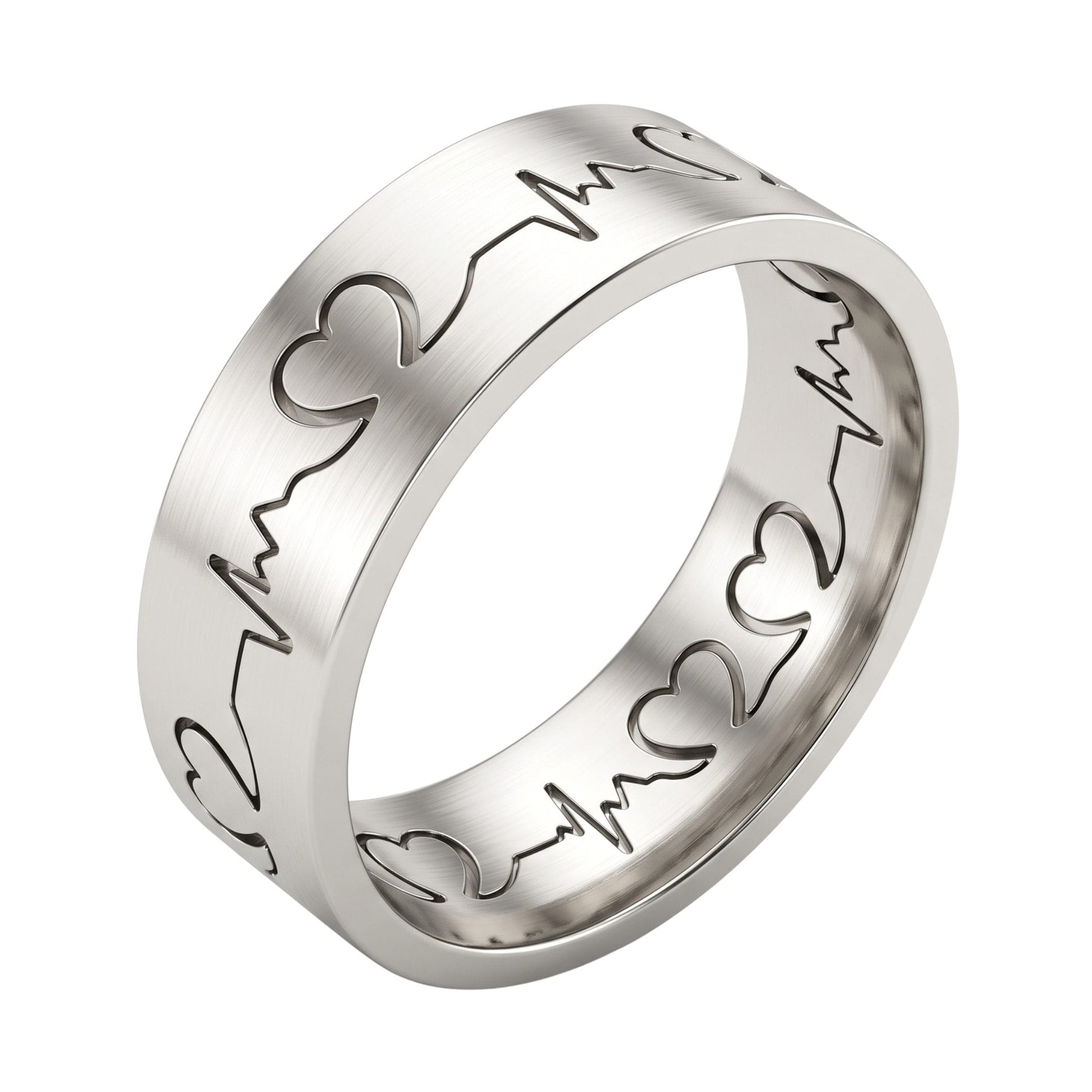 THE MEN THING Rings HEART RHYTHM - Pure Stainless Steel Men’s Ring for Men & Boys (Size : 14-16-19-22-25)