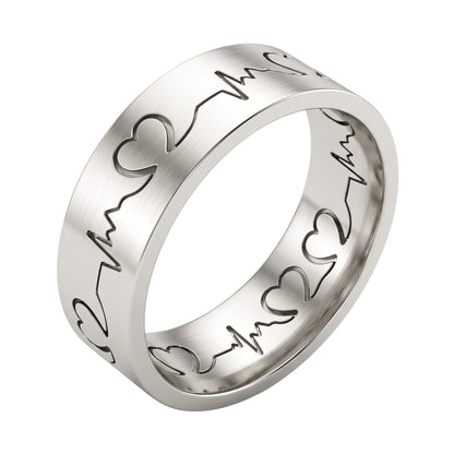 THE MEN THING Rings HEART RHYTHM - Pure Stainless Steel Men’s Ring for Men & Boys (Size : 14-16-19-22-25)