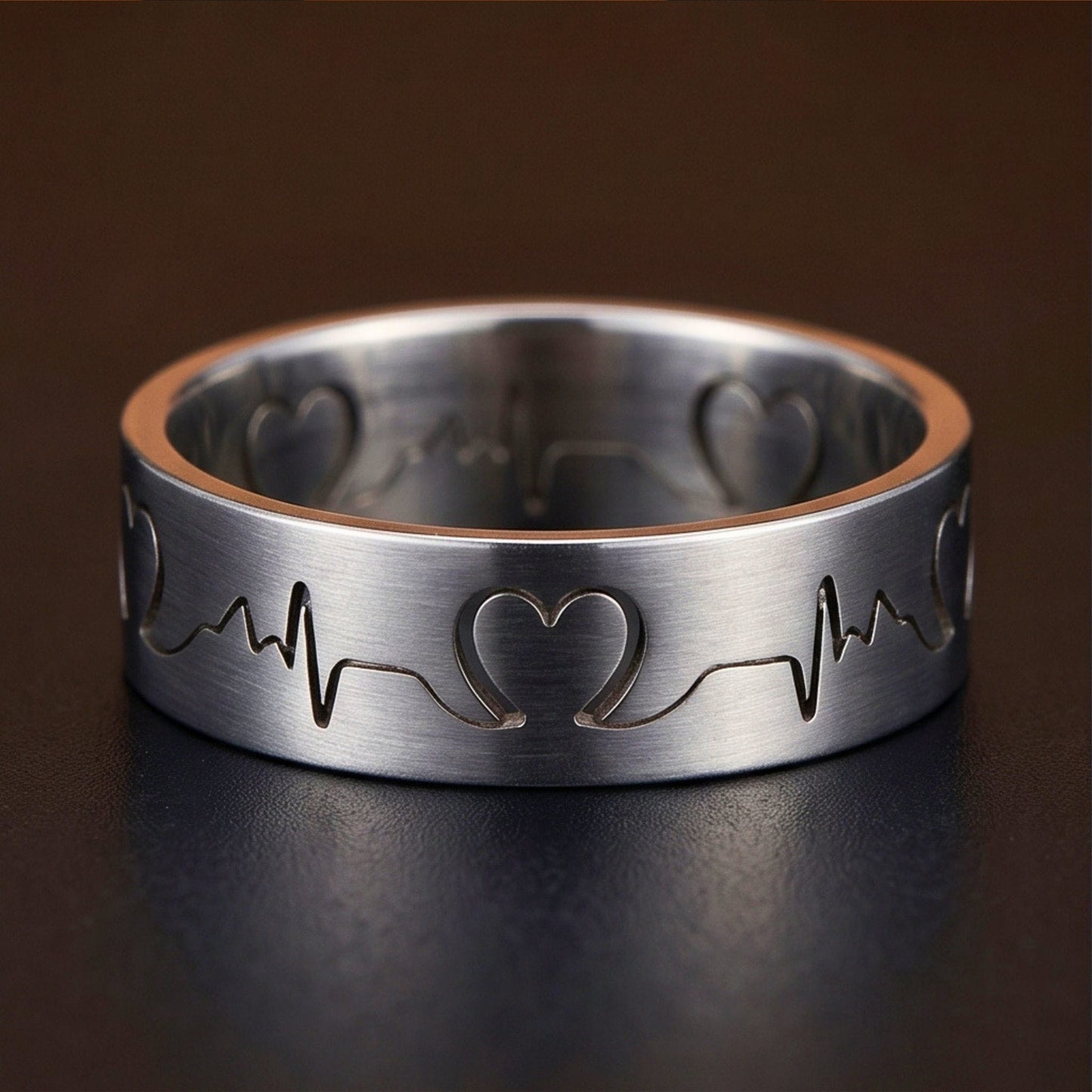 THE MEN THING Rings HEART RHYTHM - Pure Stainless Steel Men’s Ring for Men & Boys (Size : 14-16-19-22-25)
