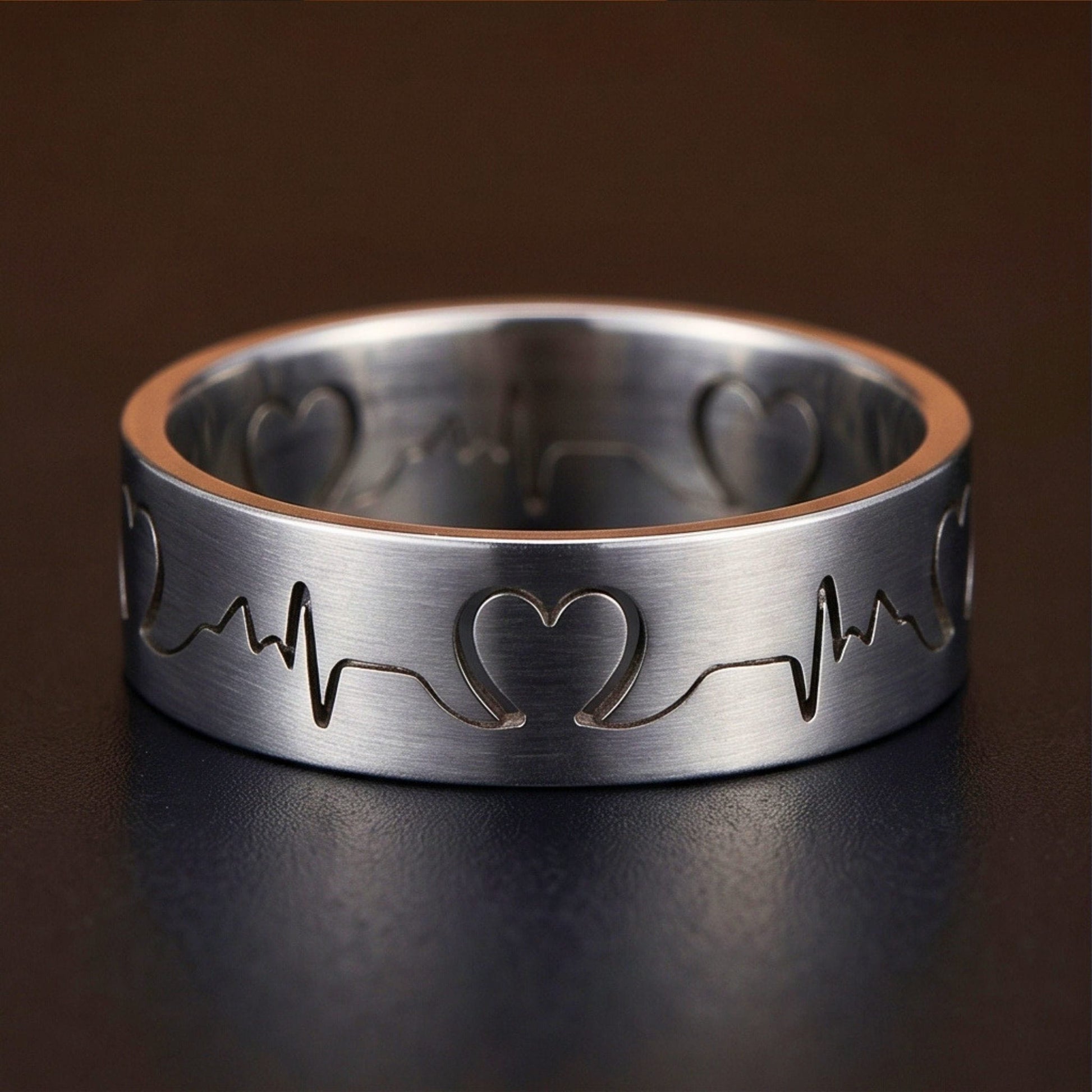 THE MEN THING Rings HEART RHYTHM - Pure Stainless Steel Men’s Ring for Men & Boys (Size : 14-16-19-22-25)