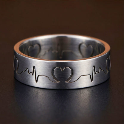 THE MEN THING Rings HEART RHYTHM - Pure Stainless Steel Men’s Ring for Men & Boys (Size : 14-16-19-22-25)
