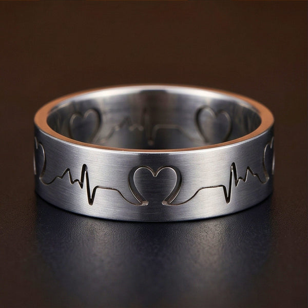 HEART RHYTHM - Pure Stainless Steel Men’s Ring for Men & Boys (Size : 14-16-19-22-25)
