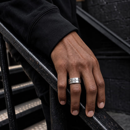 THE MEN THING Rings HEART RHYTHM - Pure Stainless Steel Men’s Ring for Men & Boys (Size : 14-16-19-22-25)
