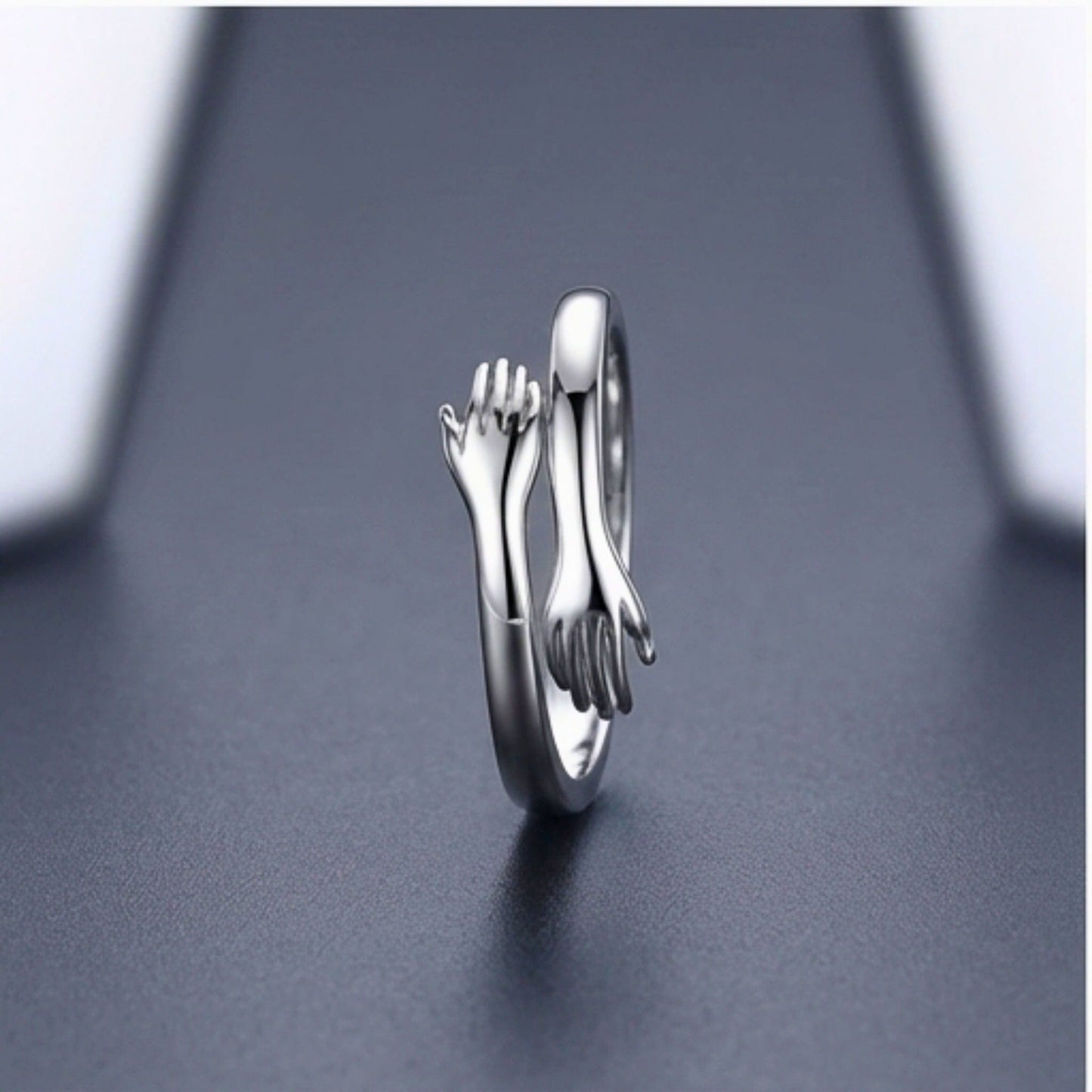THE MEN THING Rings HUG HANDS - Pure Stainless Steel Men’s Steel-Plated Adjustable Ring