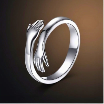 THE MEN THING Rings HUG HANDS - Pure Stainless Steel Men’s Steel-Plated Adjustable Ring