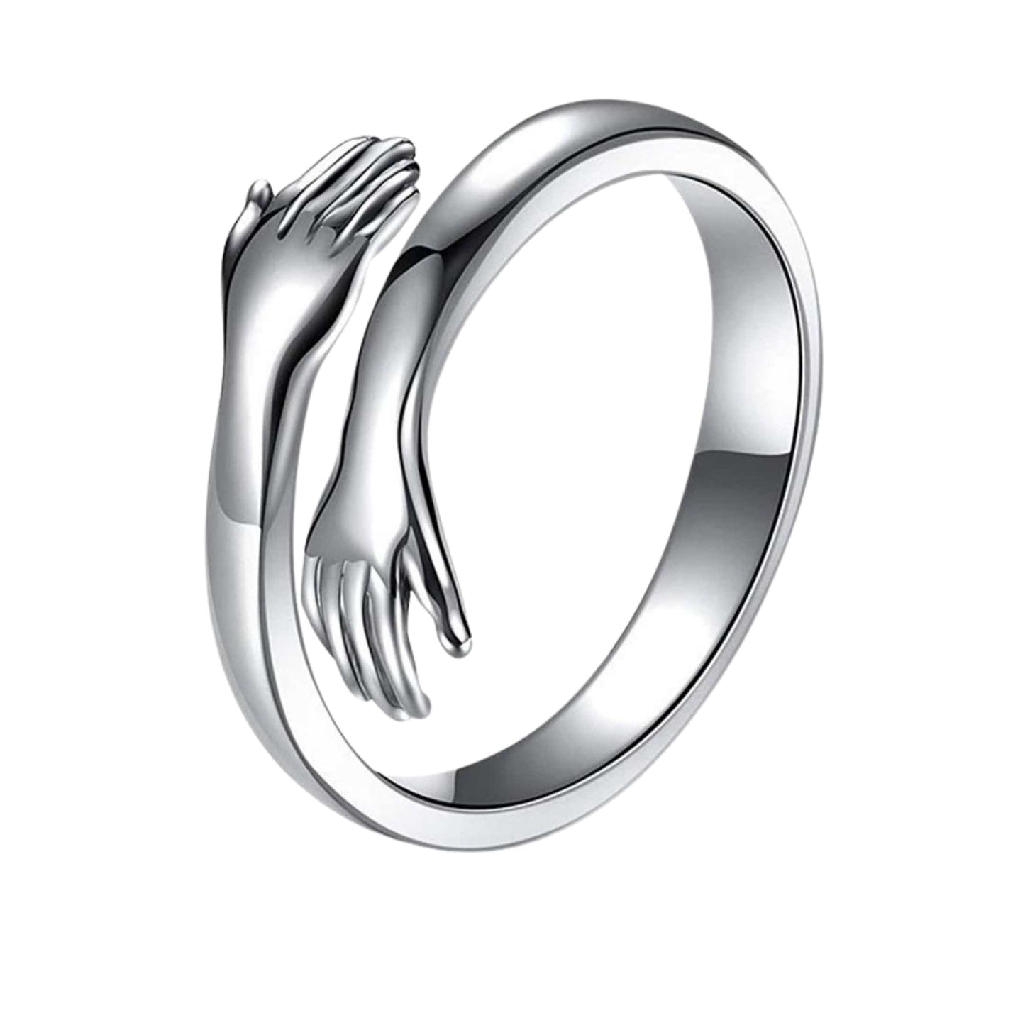 THE MEN THING Rings HUG HANDS - Pure Stainless Steel Men’s Steel-Plated Adjustable Ring